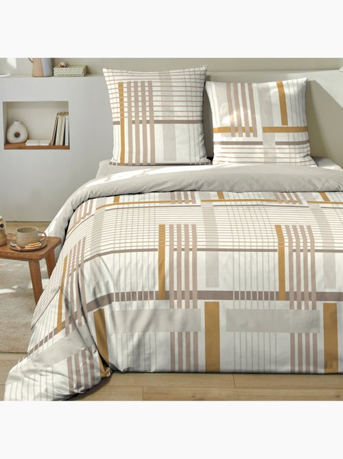 Parure housse de couette 240x220 cm 100% coton motif linéaire, ELOI - Kiabi Parure housse de couette 240x220 cm 100% coton motif linéaire, ELOI - Kiabi