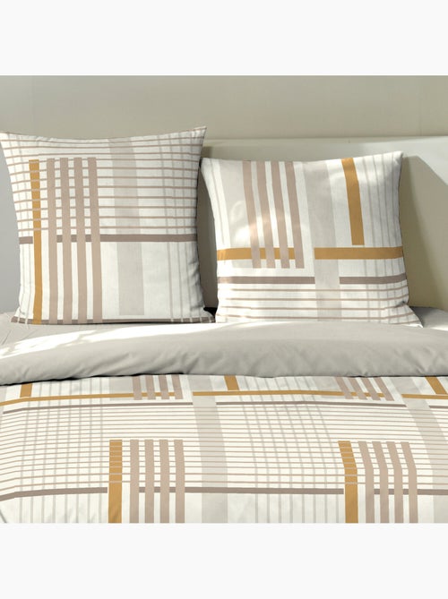 Parure housse de couette 240x220 cm 100% coton motif linéaire, ELOI - Kiabi Parure housse de couette 240x220 cm 100% coton motif linéaire, ELOI - Kiabi