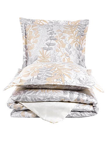 Parure housse de couette 240x220 cm et 2 taies d'oreiller 63x63cm satin de coton imprimé