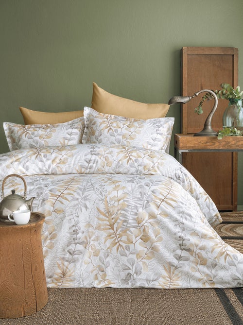 Parure housse de couette 240x220 cm et 2 taies d'oreiller 63x63cm satin de coton imprimé - Kiabi