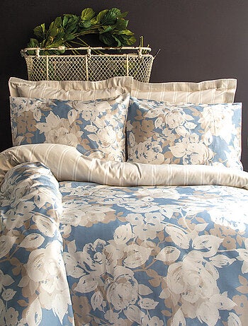 Parure housse de couette 240x220 cm et 2 taies d'oreiller 63x63cm satin de coton imprimé