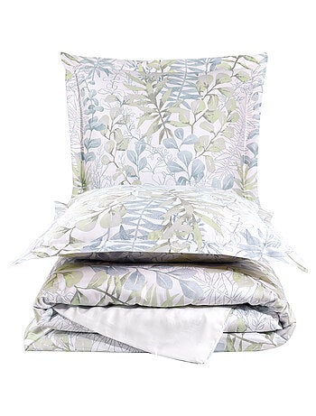 Parure housse de couette 240x220 cm et 2 taies d'oreiller 63x63cm satin de coton imprimé