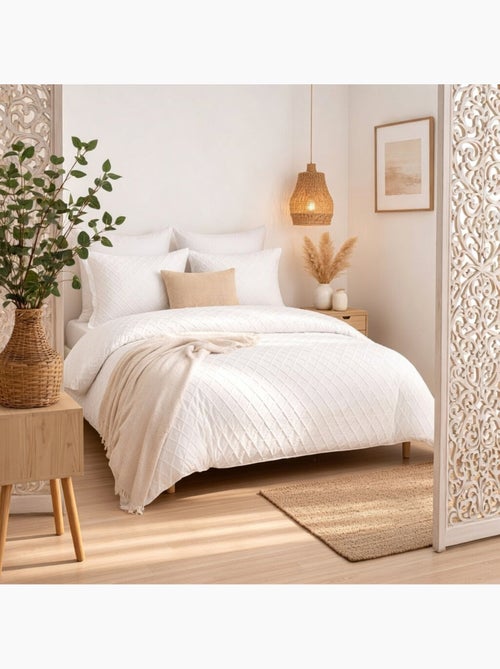 Parure housse de couette 240x220 cm tufté en microfibre, MARLA - Kiabi