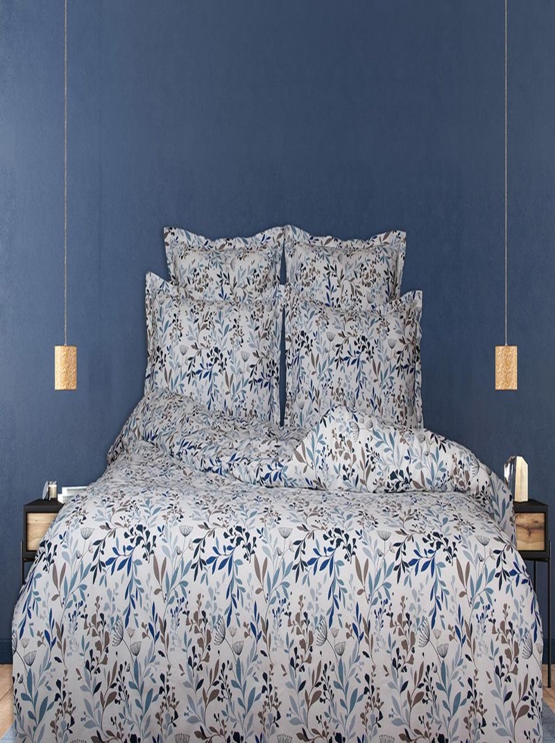 Parure housse de couette 240x220 cm+2 TO 63x63 cm coton Blanc Bleu ciel - Kiabi