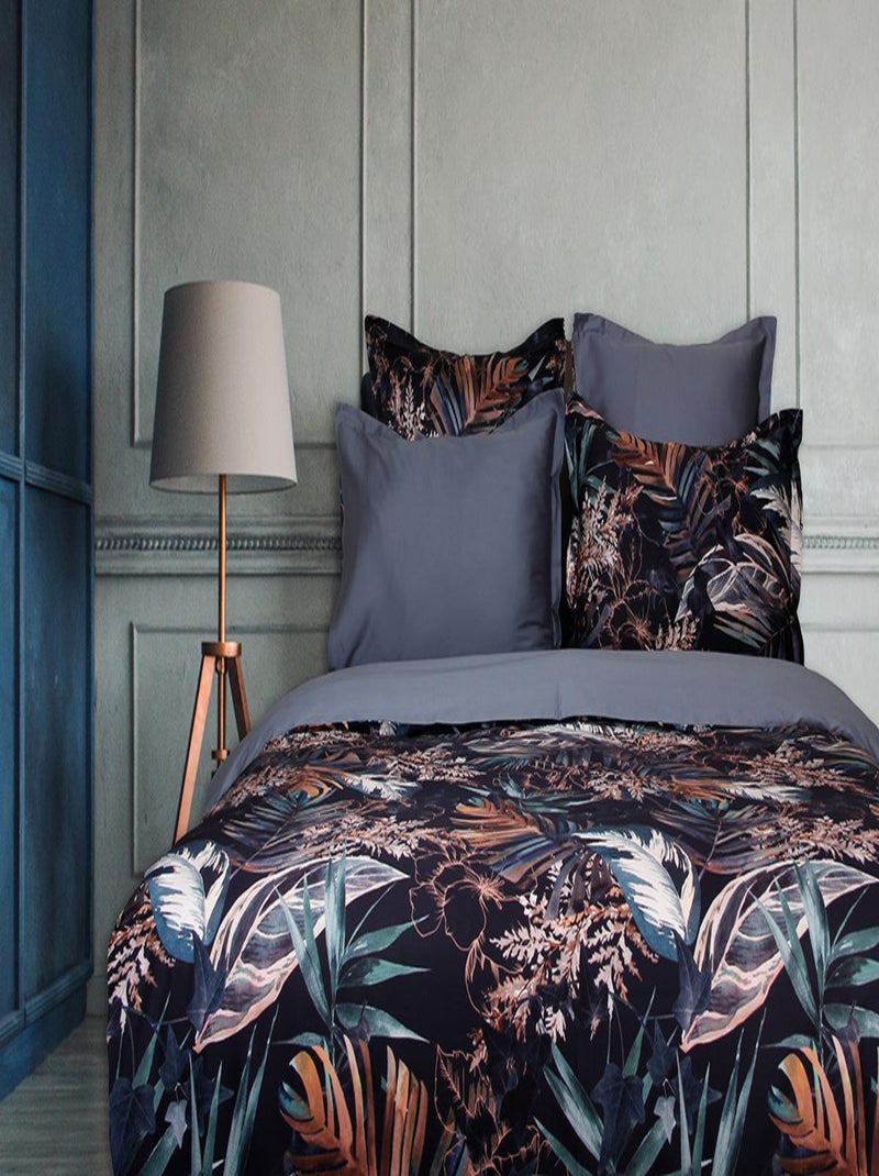 Parure housse de couette 240x220 cm+2 TO 63x63 cm satin de coton Bleu marine - Kiabi