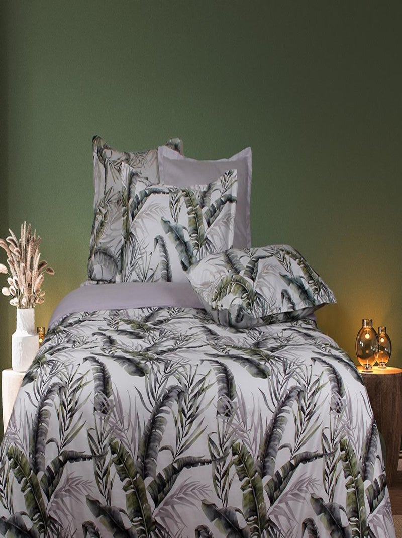 Parure housse de couette 240x220 cm+2 TO 63x63 cm satin de coton Vert clair - Kiabi