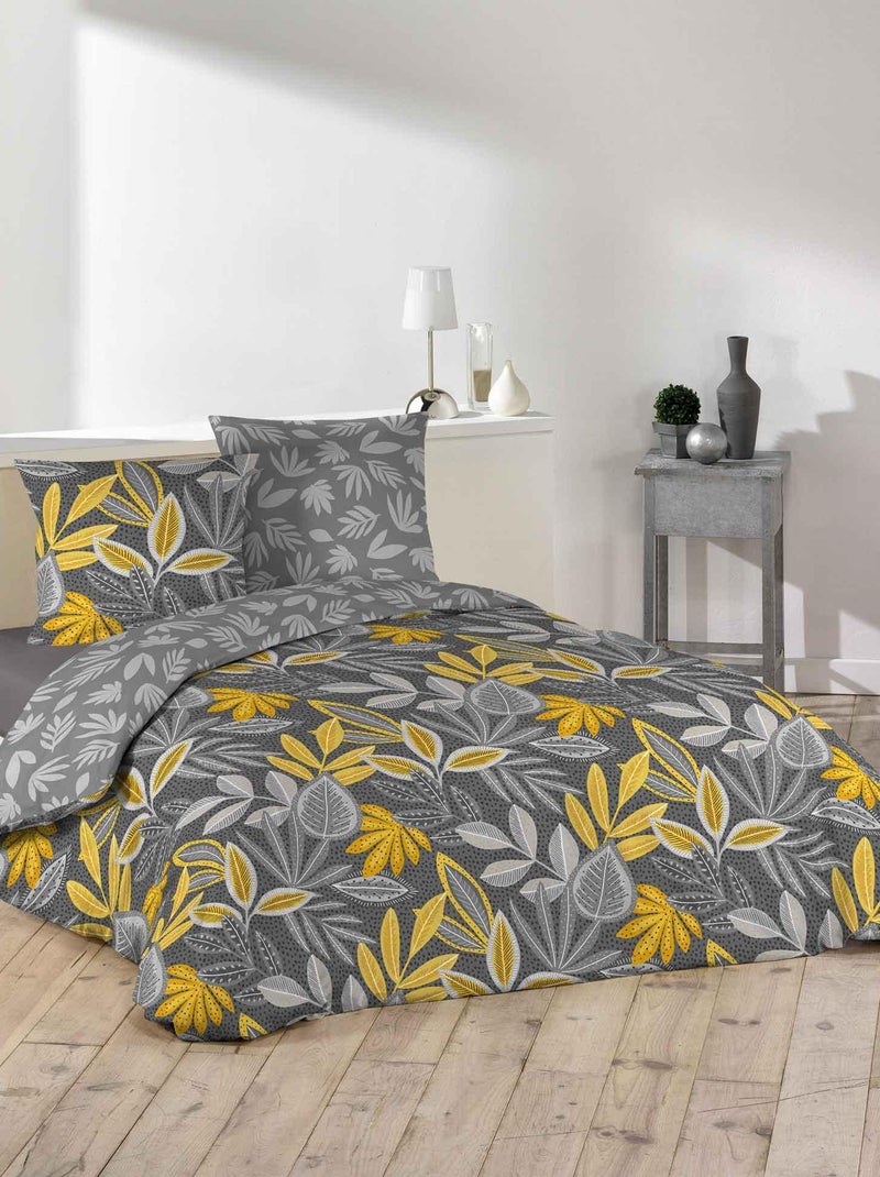 Parure housse de couette 240x220cm Art Floral Jaune - Kiabi