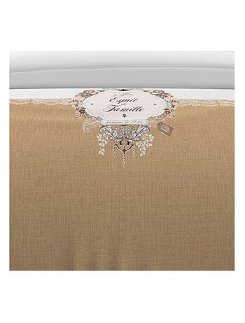 Parure housse de couette 260x240 cm en coton 57 Fils ESPRIT DE FAMILLE taupe, par Soleil d'ocre