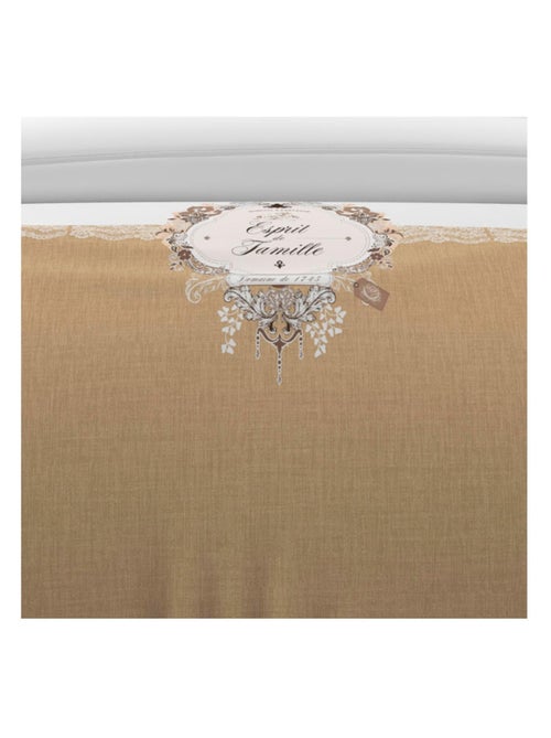 Parure housse de couette 260x240 cm en coton 57 Fils ESPRIT DE FAMILLE taupe, par Soleil d'ocre - Kiabi