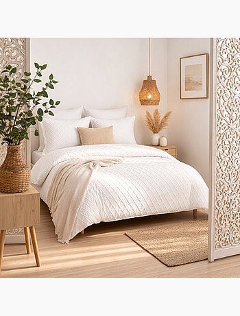 Parure housse de couette 260x240 cm tufté en microfibre, MARLA