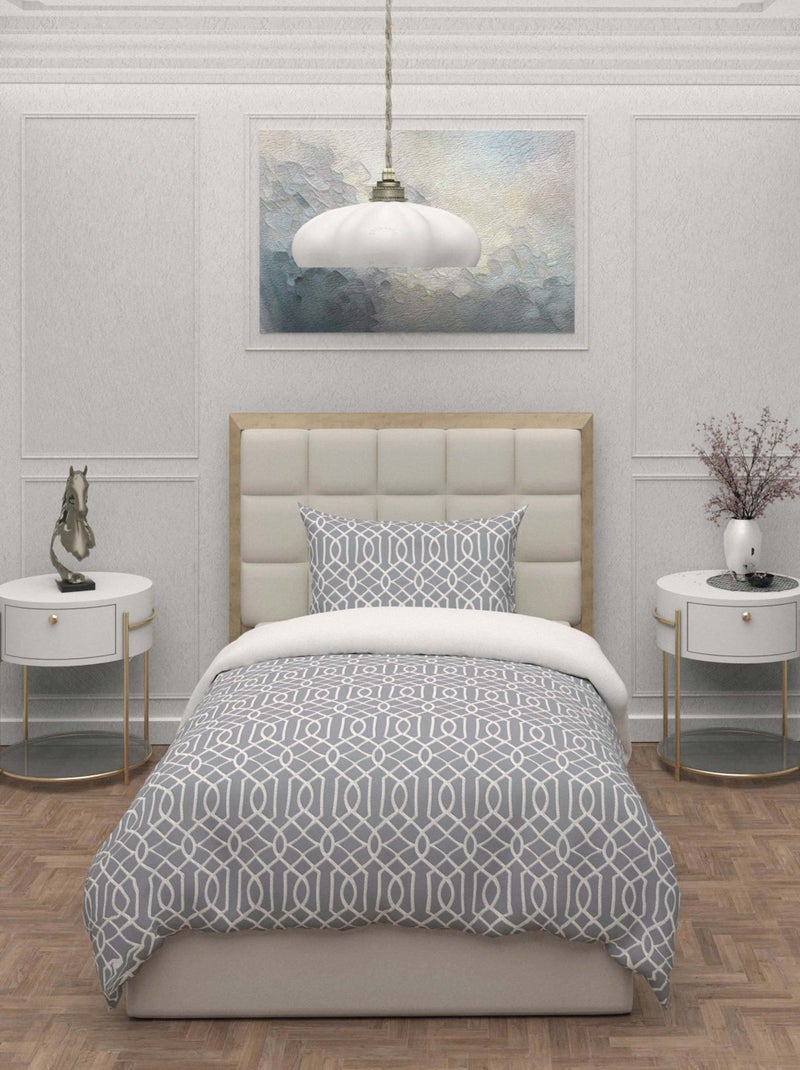 Parure housse de couette 3D microfibre ANYA, par Soleil d'Ocre avec 1 taie d'oreiller Gris - Kiabi