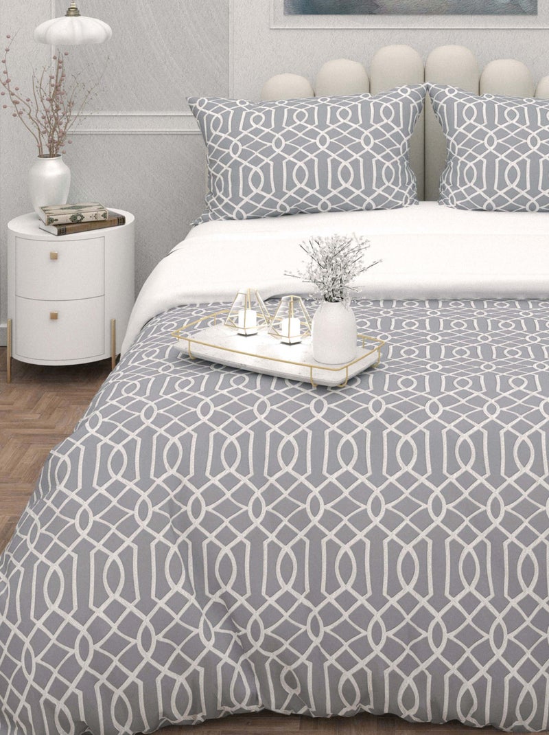 Parure housse de couette 3D microfibre ANYA, par Soleil d'Ocre avec 2 taies d'oreiller Gris - Kiabi