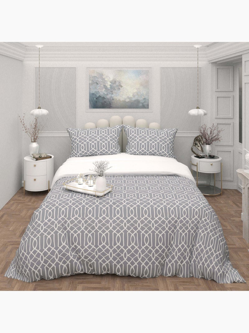 Parure housse de couette 3D microfibre ANYA, par Soleil d'Ocre avec 2 taies d'oreiller Gris - Kiabi