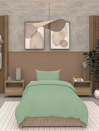 Parure housse de couette 3D microfibre GAIA, par Soleil d'Ocre avec 1 taie d'oreiller