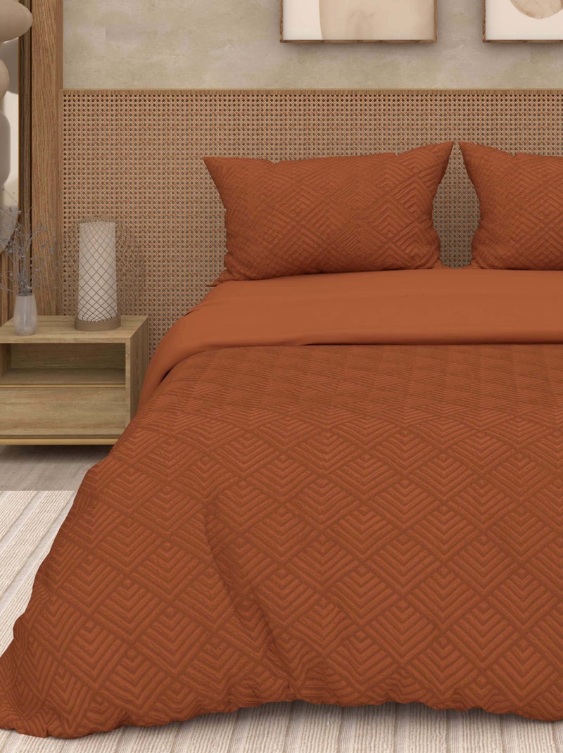 Parure housse de couette 3D microfibre GAIA, par Soleil d'Ocre avec 2 taies d'oreiller Orange - Kiabi
