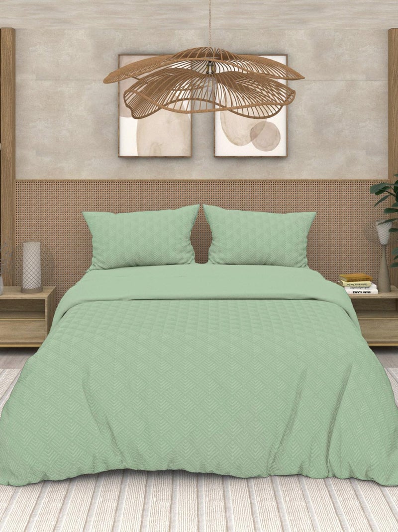 Parure housse de couette 3D microfibre GAIA, par Soleil d'Ocre avec 2 taies d'oreiller Vert - Kiabi