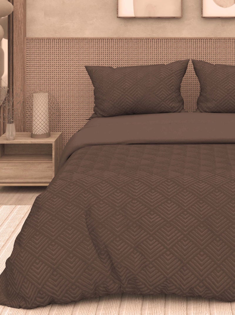 Parure housse de couette 3D microfibre GAIA, par Soleil d'Ocre Marron - Kiabi