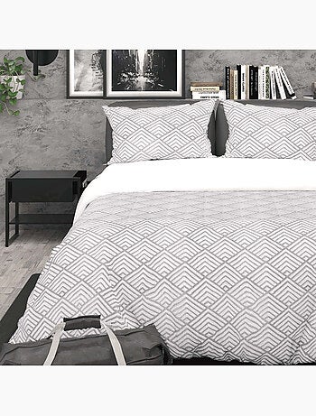 Parure housse de couette 3D microfibre LAYA, par Soleil d'Ocre avec 2 taies d'oreiller