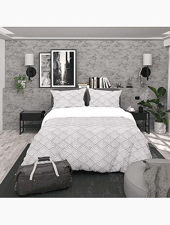 Parure housse de couette 3D microfibre LAYA, par Soleil d'Ocre avec 2 taies d'oreiller