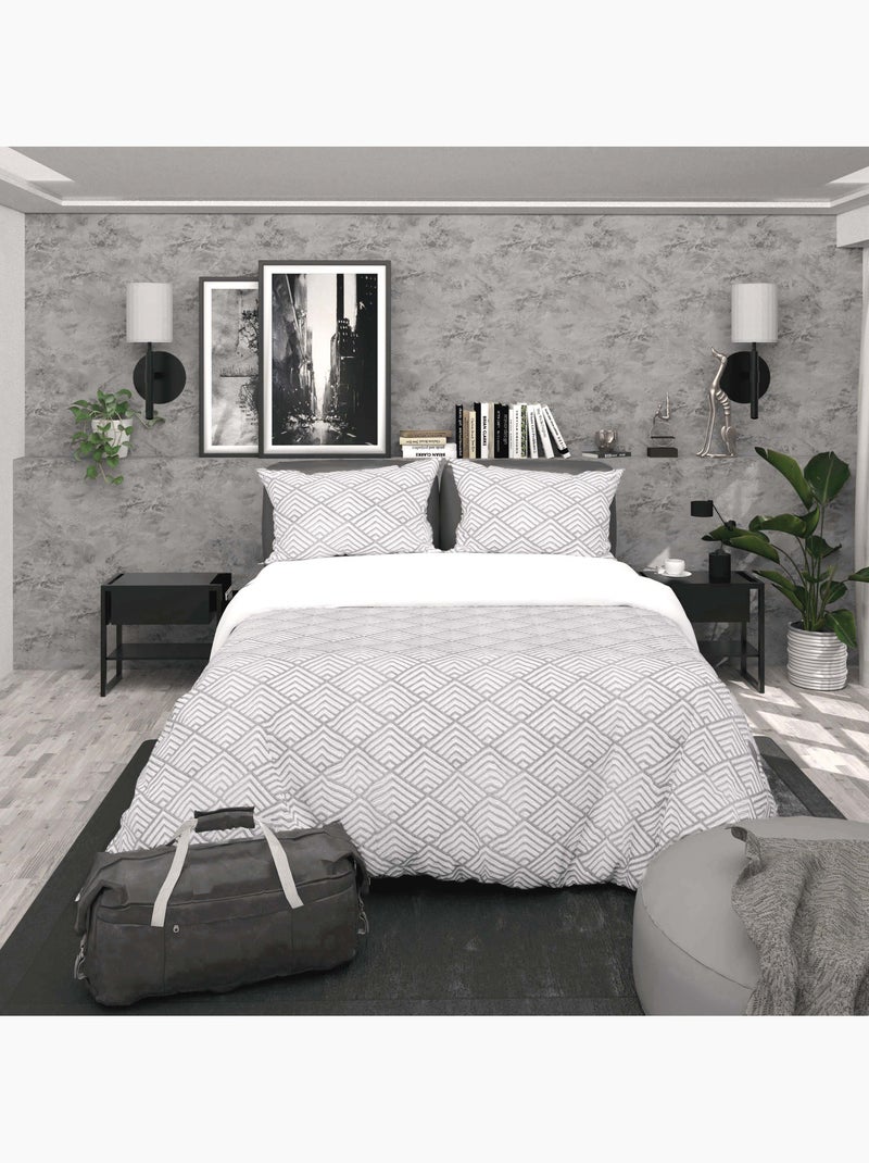 Parure housse de couette 3d microfibre laya, par soleil d'ocre Gris - Kiabi