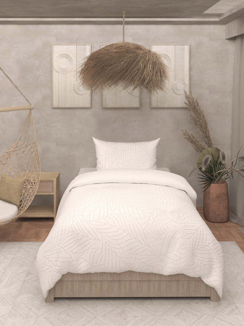 Parure housse de couette 3D microfibre MAYA, par Soleil d'Ocre avec 1 taie d'oreiller Blanc - Kiabi