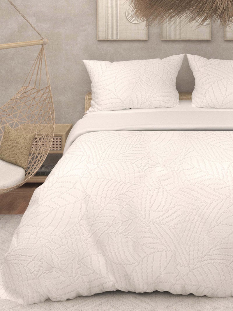 Parure housse de couette 3D microfibre MAYA, par Soleil d'Ocre Blanc - Kiabi