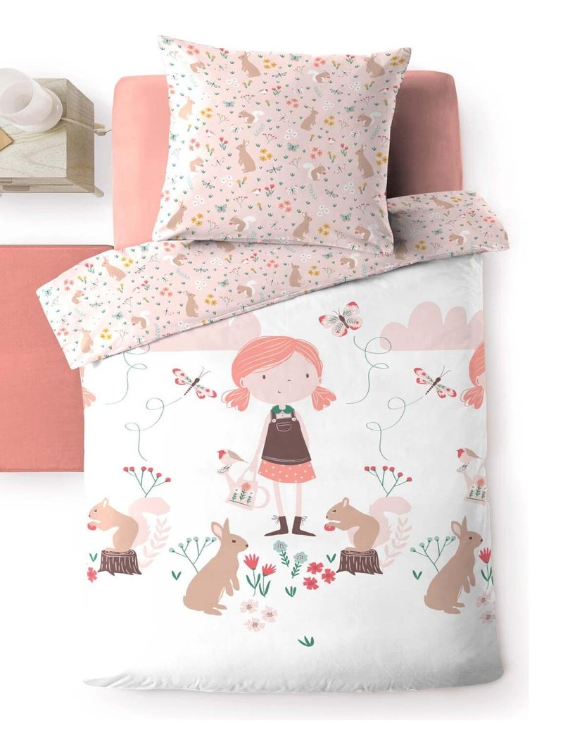 Parure Housse de couette Alice en foret 140x200cm Blanc - Kiabi