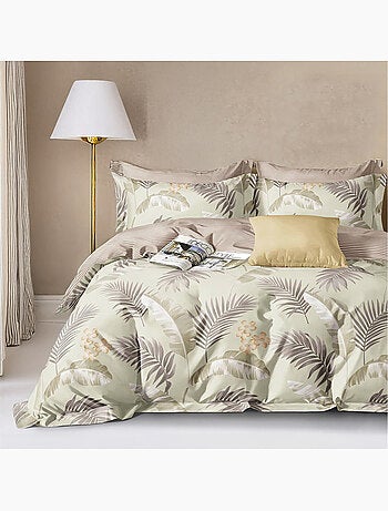 Parure housse de couette avec taie à volant 100% coton - Amonda