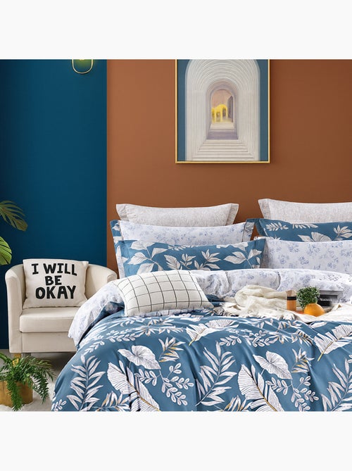 Parure housse de couette avec taie à volant 100% coton - Azuralis - Kiabi