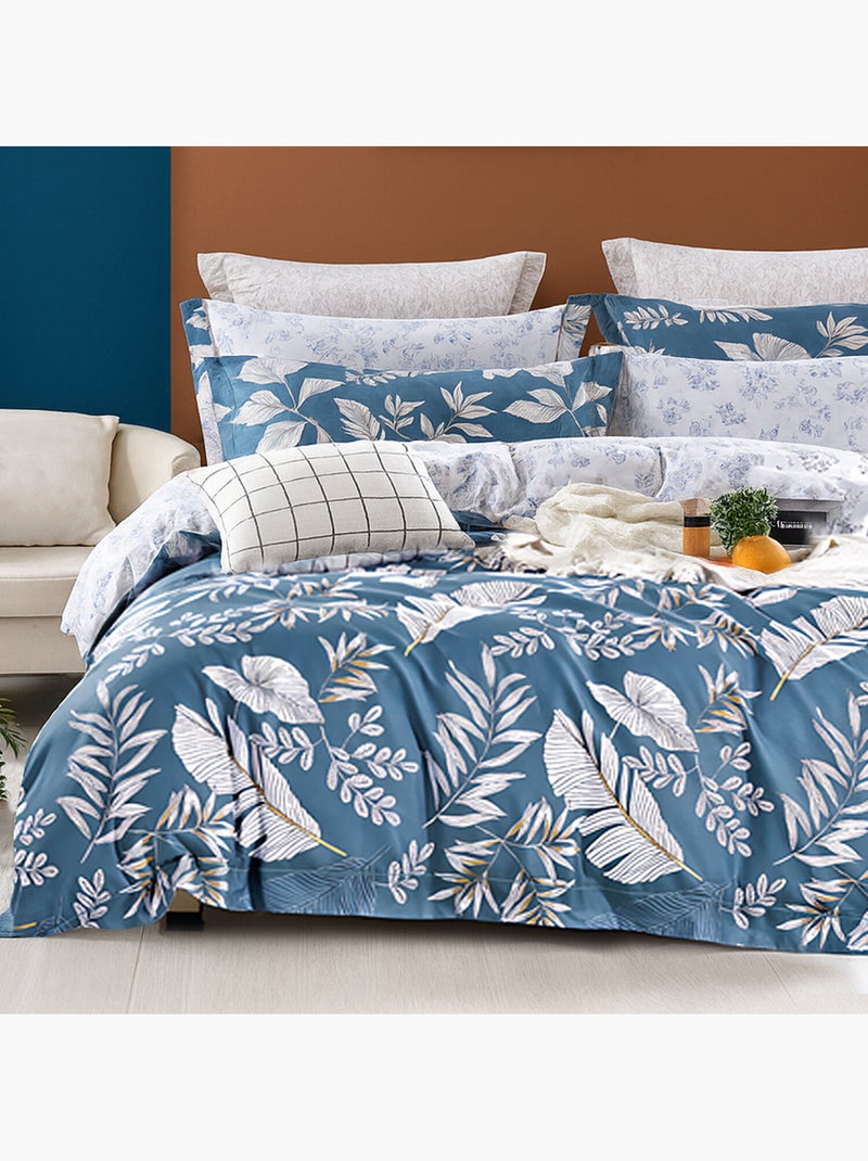 Parure housse de couette avec taie à volant 100% coton - Azuralis Multicolore - Kiabi