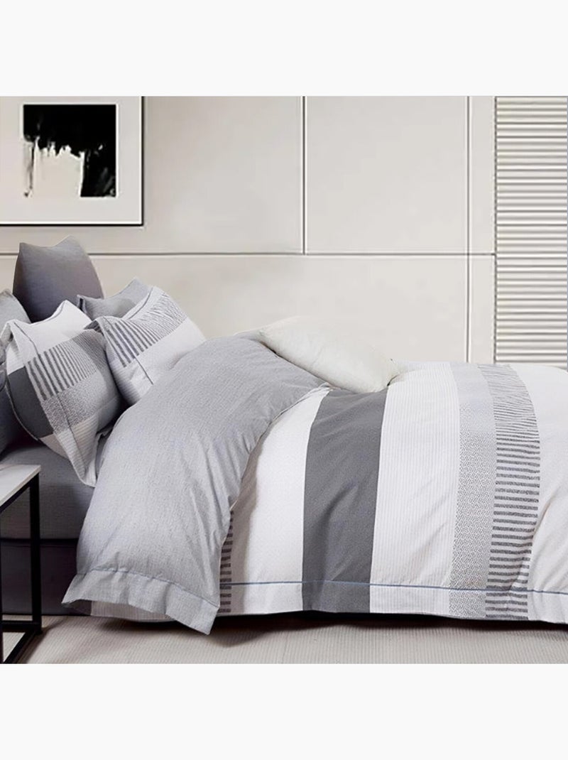 Parure housse de couette avec taie à volant 100% coton - Calvin Multicolore - Kiabi