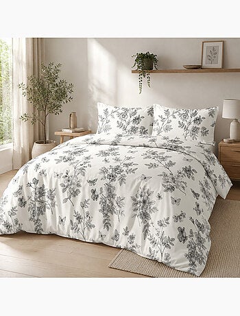 Parure housse de couette avec taie à volant 100% coton - Jouvelle