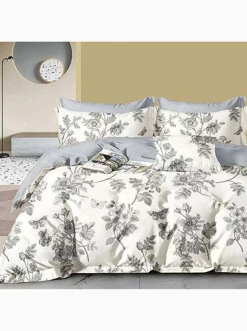 Parure housse de couette avec taie à volant 100% coton - Jouvelle - Kiabi