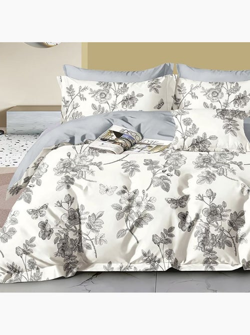 Parure housse de couette avec taie à volant 100% coton - Jouvelle - Kiabi