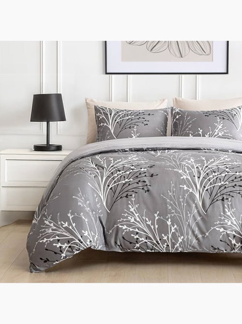 Parure housse de couette avec taie à volant 100% coton - Silverel - Kiabi