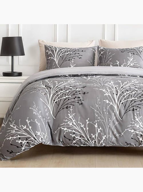 Parure housse de couette avec taie à volant 100% coton - Silverel - Kiabi