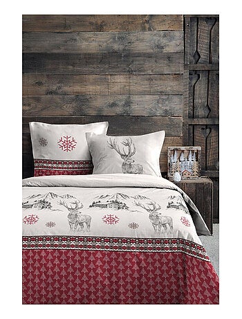Parure housse de couette bauges rouge 240 x 220 cm – 100 % coton
