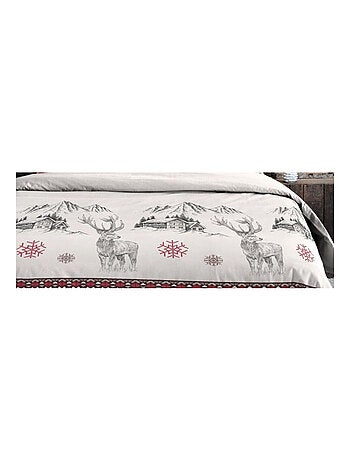 Parure housse de couette bauges rouge 240 x 220 cm – 100 % coton