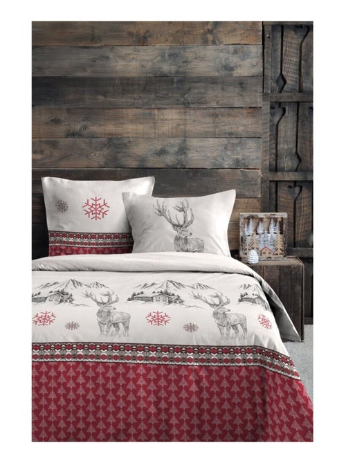 Parure housse de couette bauges rouge 240 x 220 cm – 100 % coton - Kiabi
