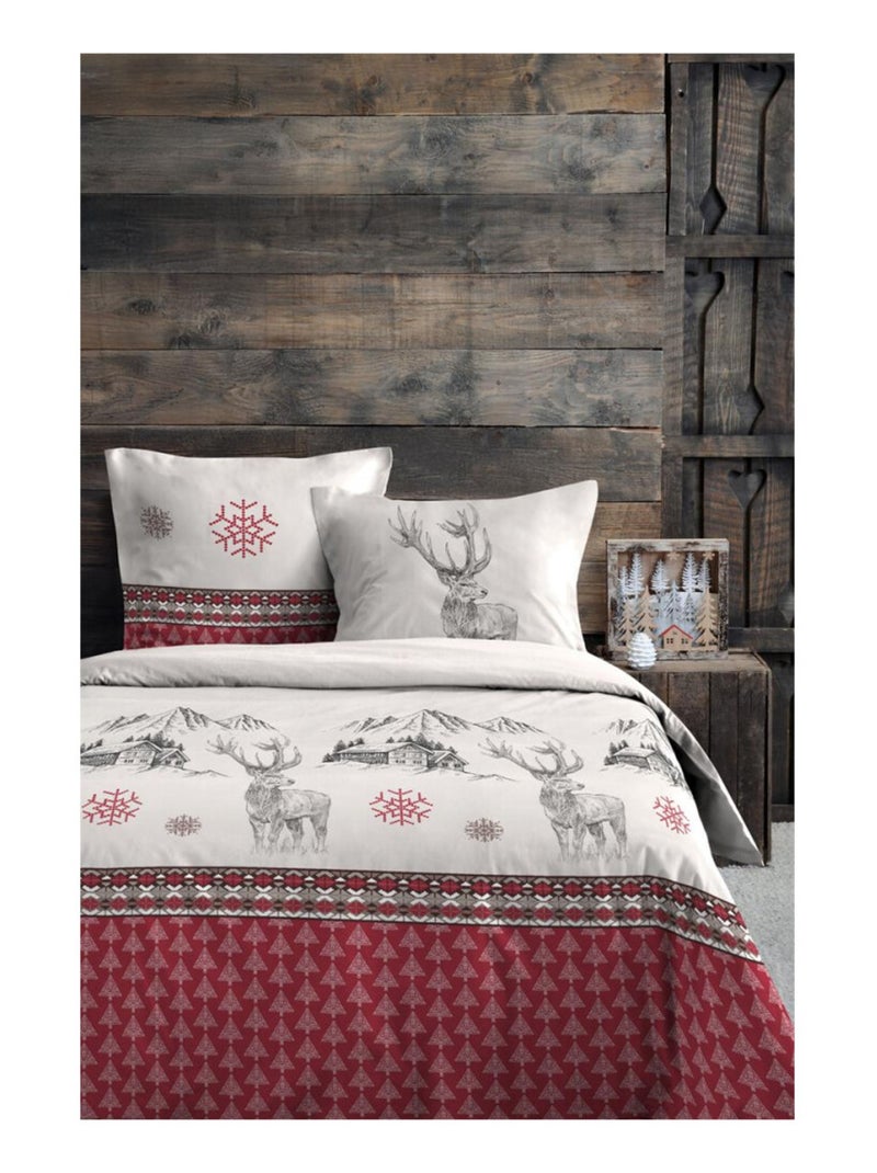 Parure housse de couette bauges rouge 240 x 220 cm – 100 % coton Rouge - Kiabi