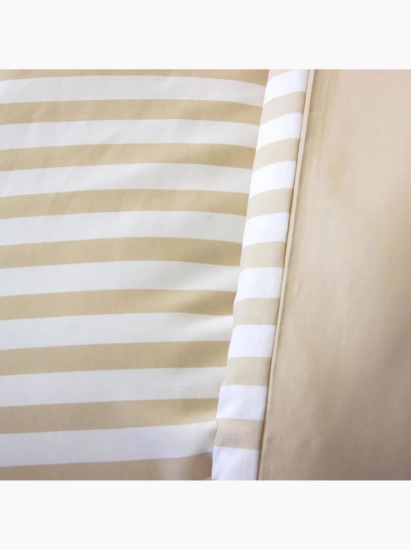 Parure housse de couette BELIL 220x240cm – 3 pièces – Rayures – 100% polyester Beige - Kiabi