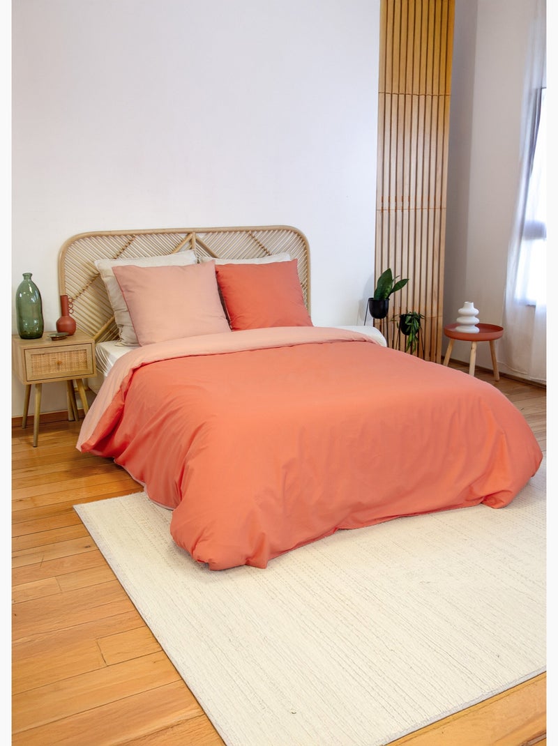 Parure housse de couette bicolore, coton - AFIBEL Peche - Kiabi