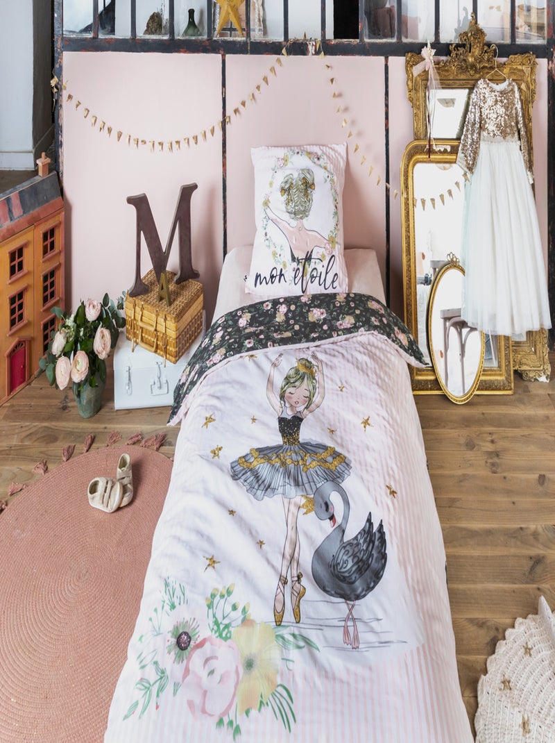 Parure Housse de couette Collection Ma Danseuse etoile Rose - Kiabi