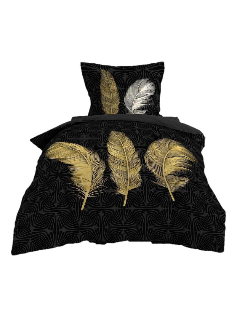 Parure Housse de couette Collection Plume Love Noir - Kiabi