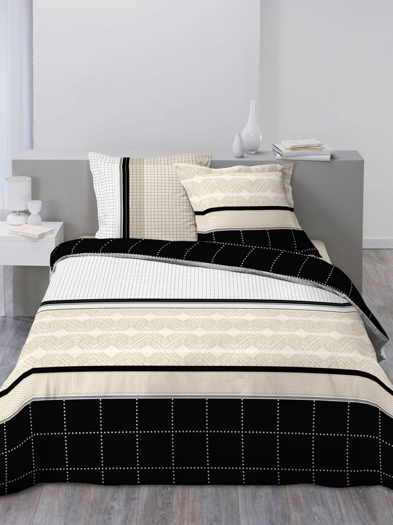 Parure Housse de couette Collection Tableos Noir - Kiabi