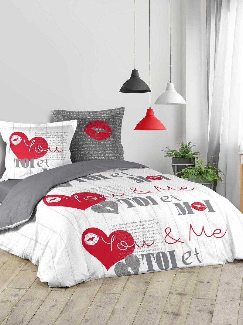 Parure Housse de couette Collection Toi & Moi Blanc - Kiabi