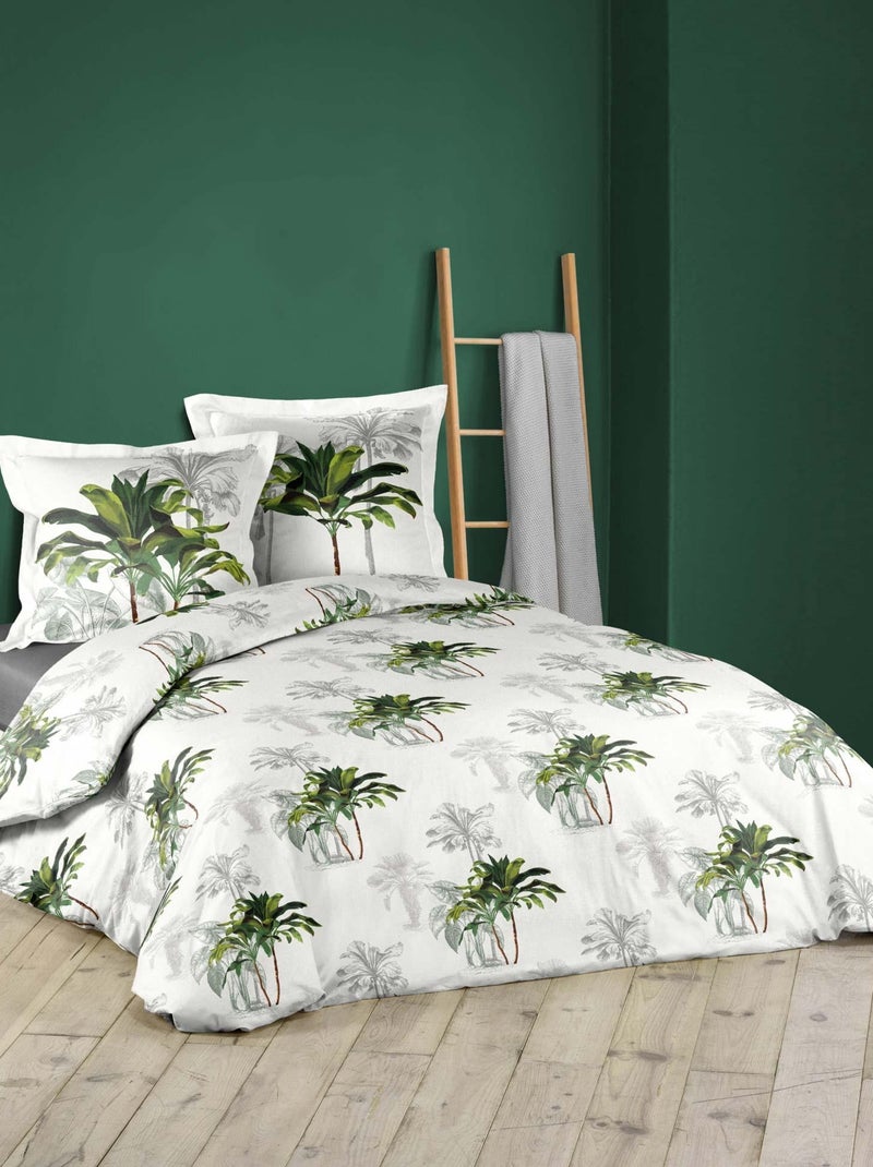 Parure Housse de couette Collection Tropical Palmier Blanc - Kiabi