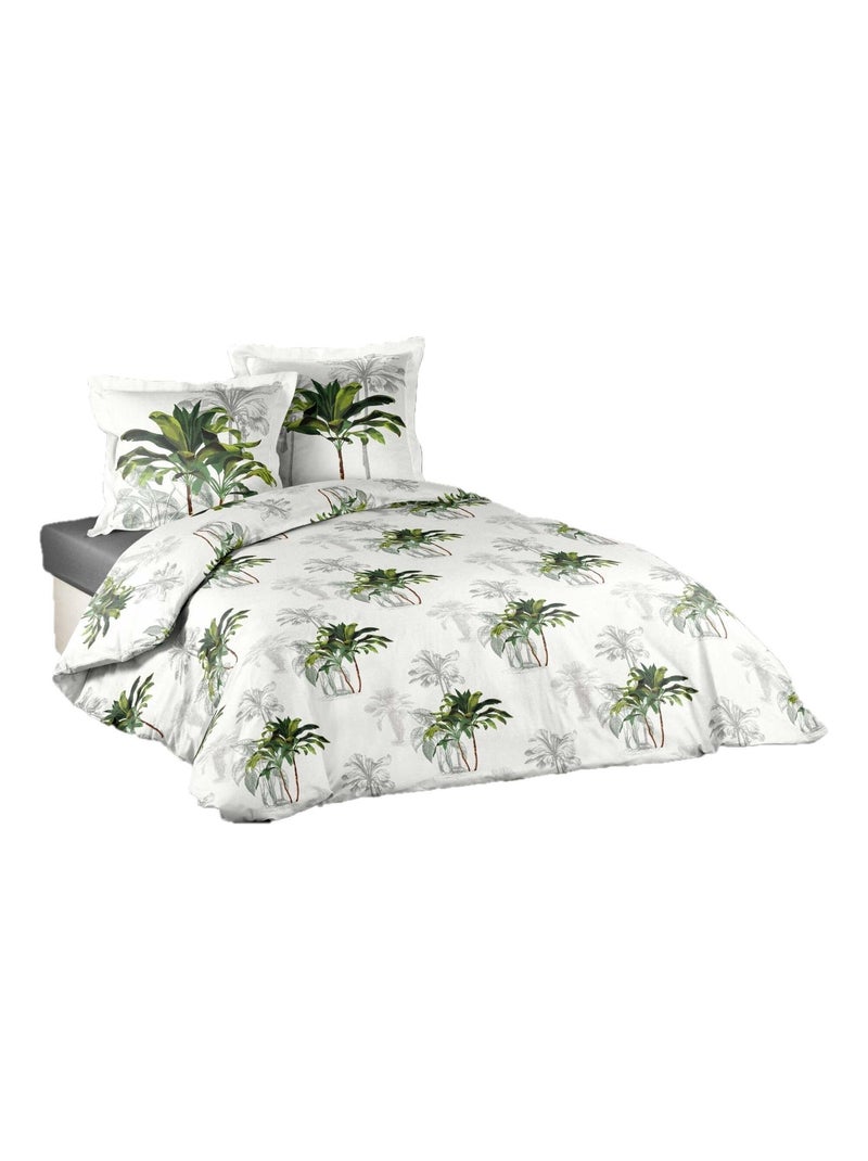 Parure Housse de couette Collection Tropical Palmier Blanc - Kiabi
