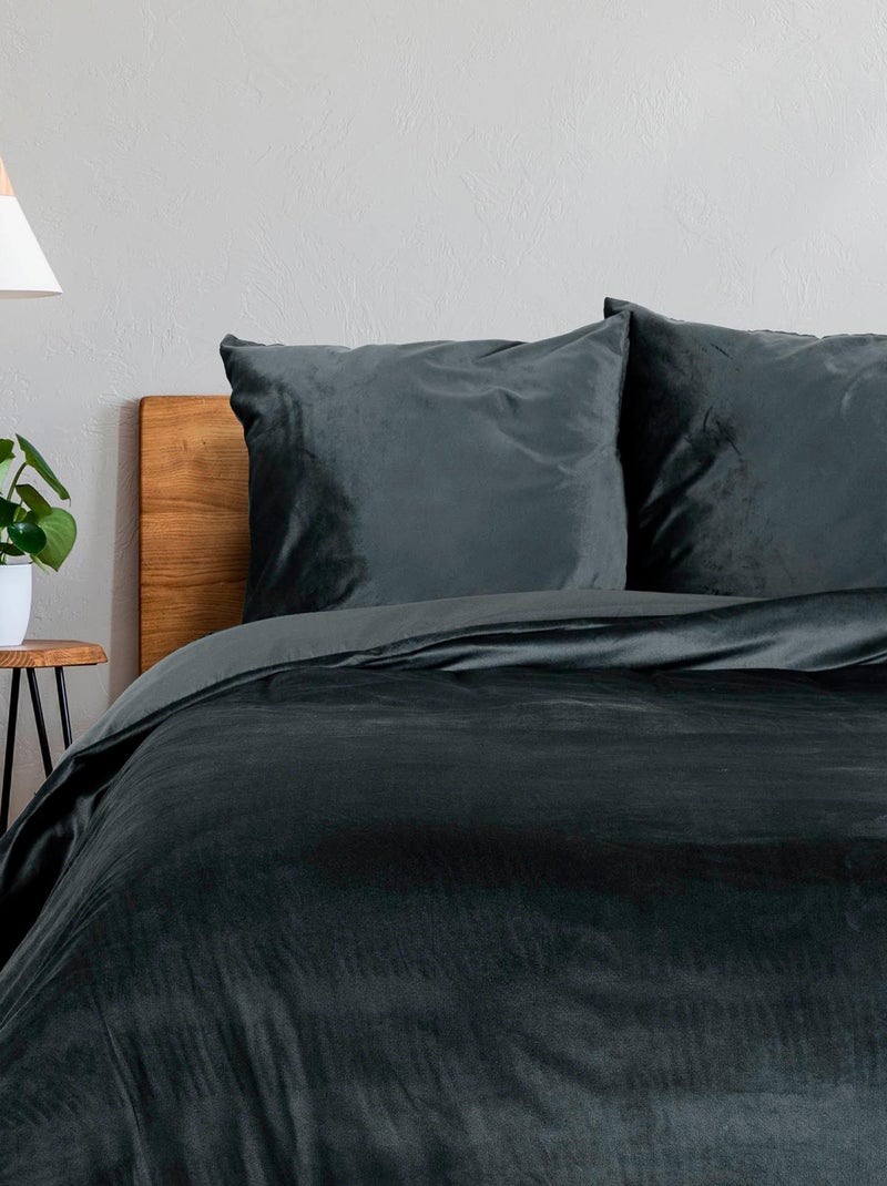 Parure Housse de couette Collection Velours gris anthracite - Kiabi