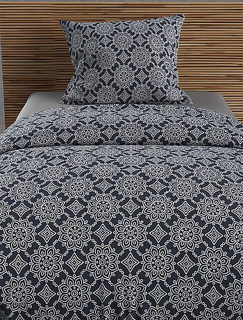 Parure housse de couette coton 57 fils ESMERALDA, par Soleil d'ocre avec 1 taie d'oreiller